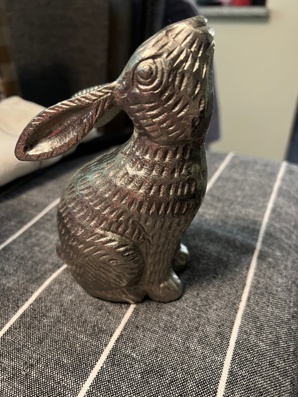 Silver Textured Rabbit Sculpture Home Accent